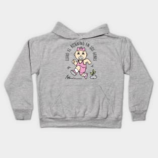 Llevo el running en los genes (versión niña). Kids Hoodie